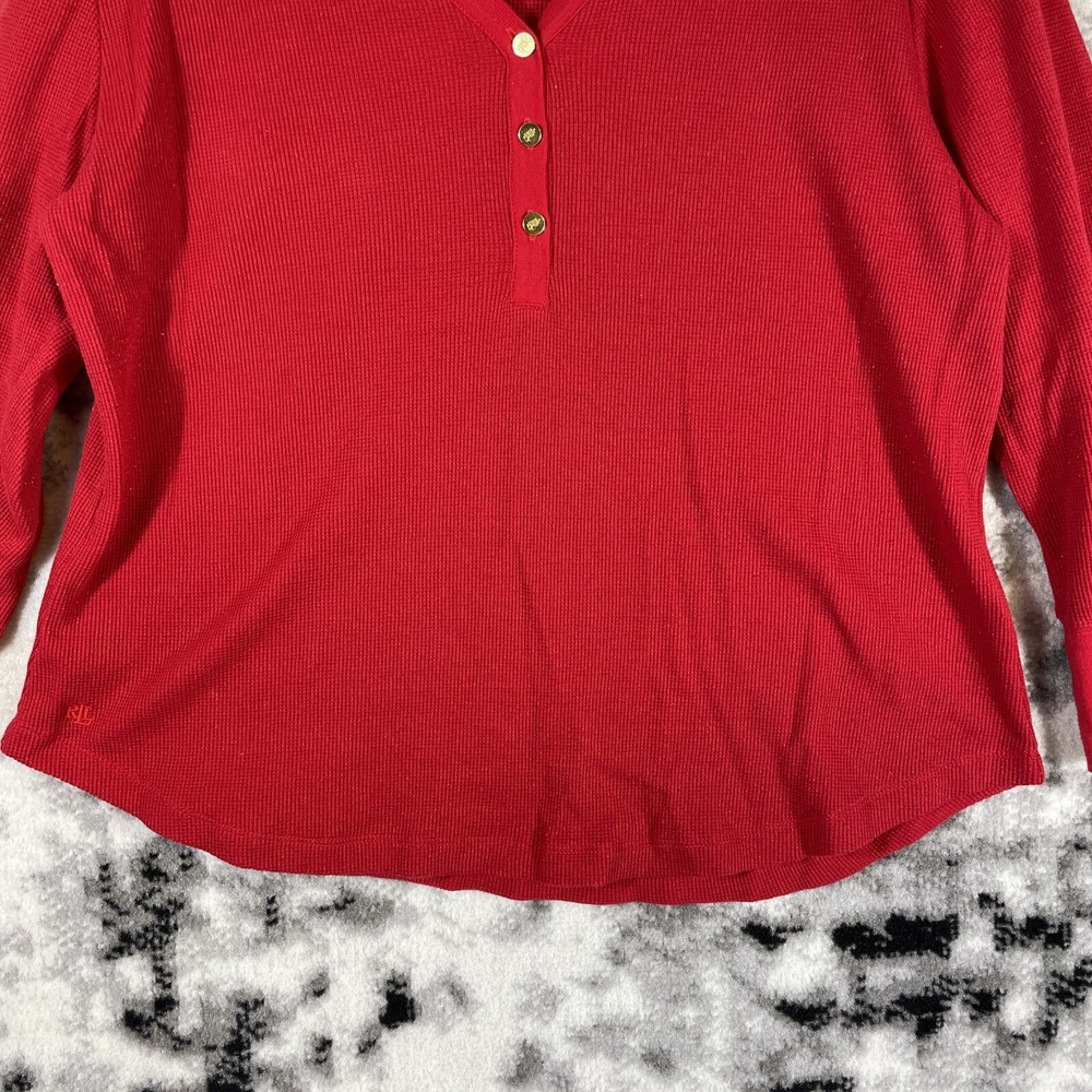 Lauren Ralph Lauren Top Womens Size Extra‎ Large Black Label V-Neck Shiny - Picture 4 of 15